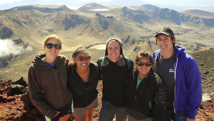 Groups of student exploring New Zealand.
