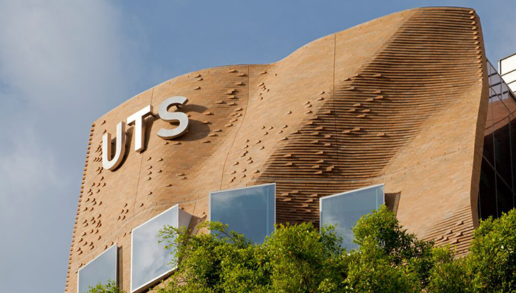 Wavy brick 'paper bag' building by Frank Gehry at the University of Technology