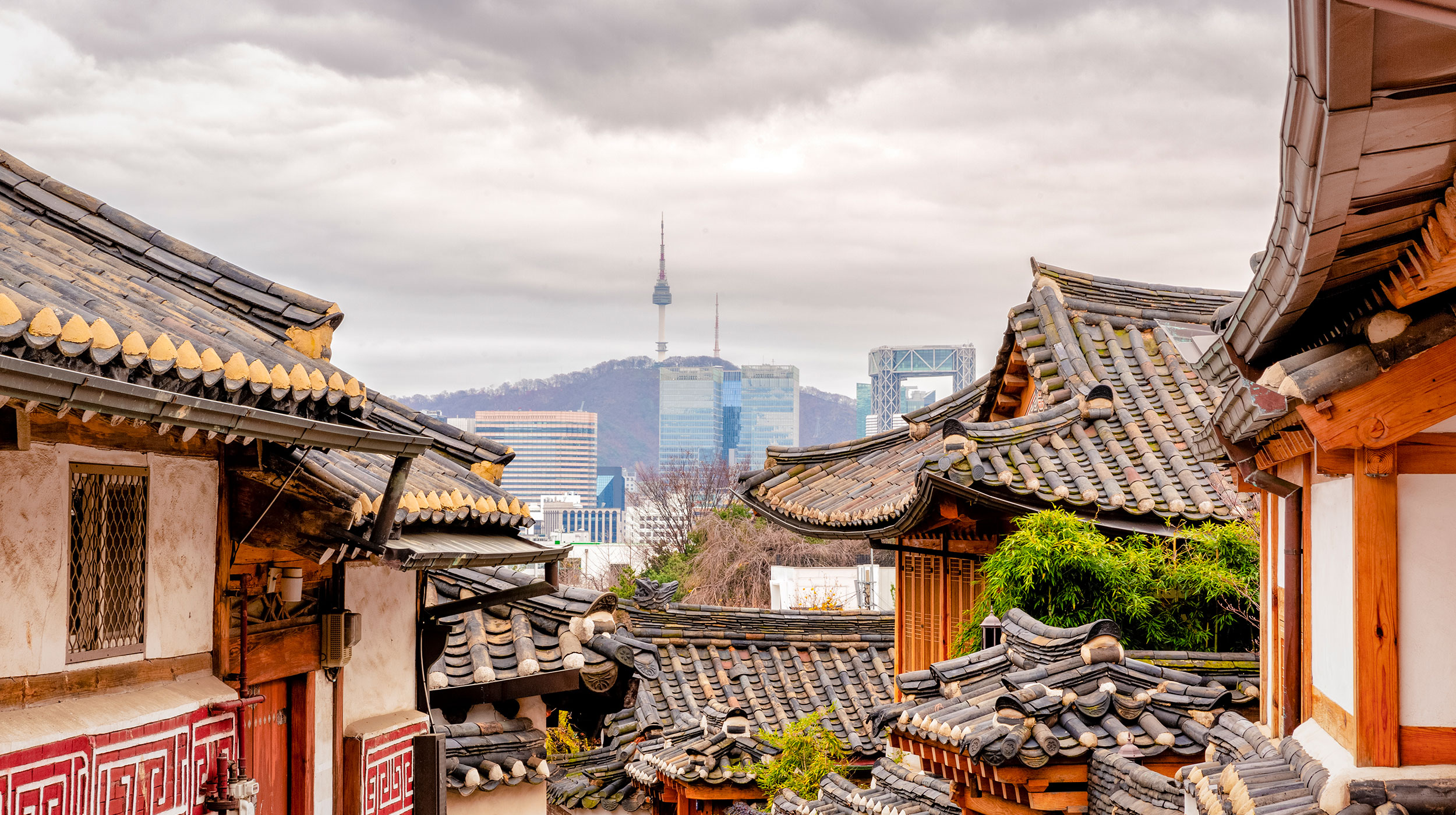 View looking downtown towards Seoul, South Korea