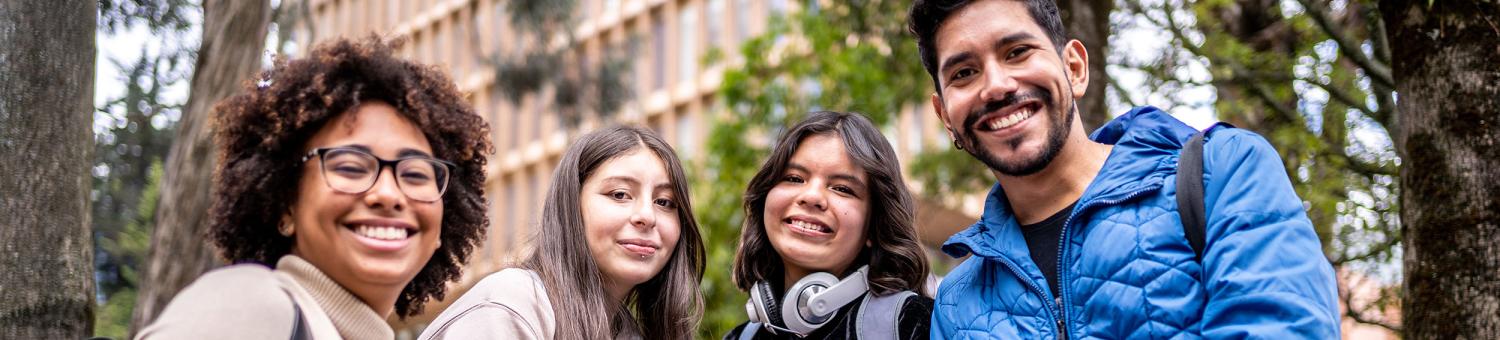 Group of students outside of a university building.
