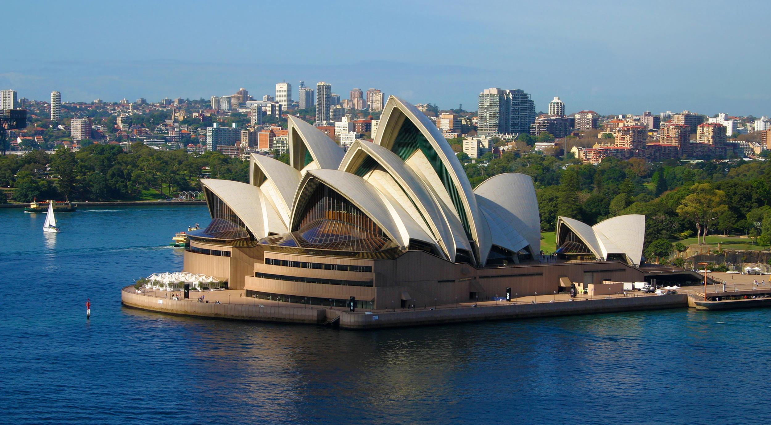 View of Sydney Opera House from above in Sydney, Australia.