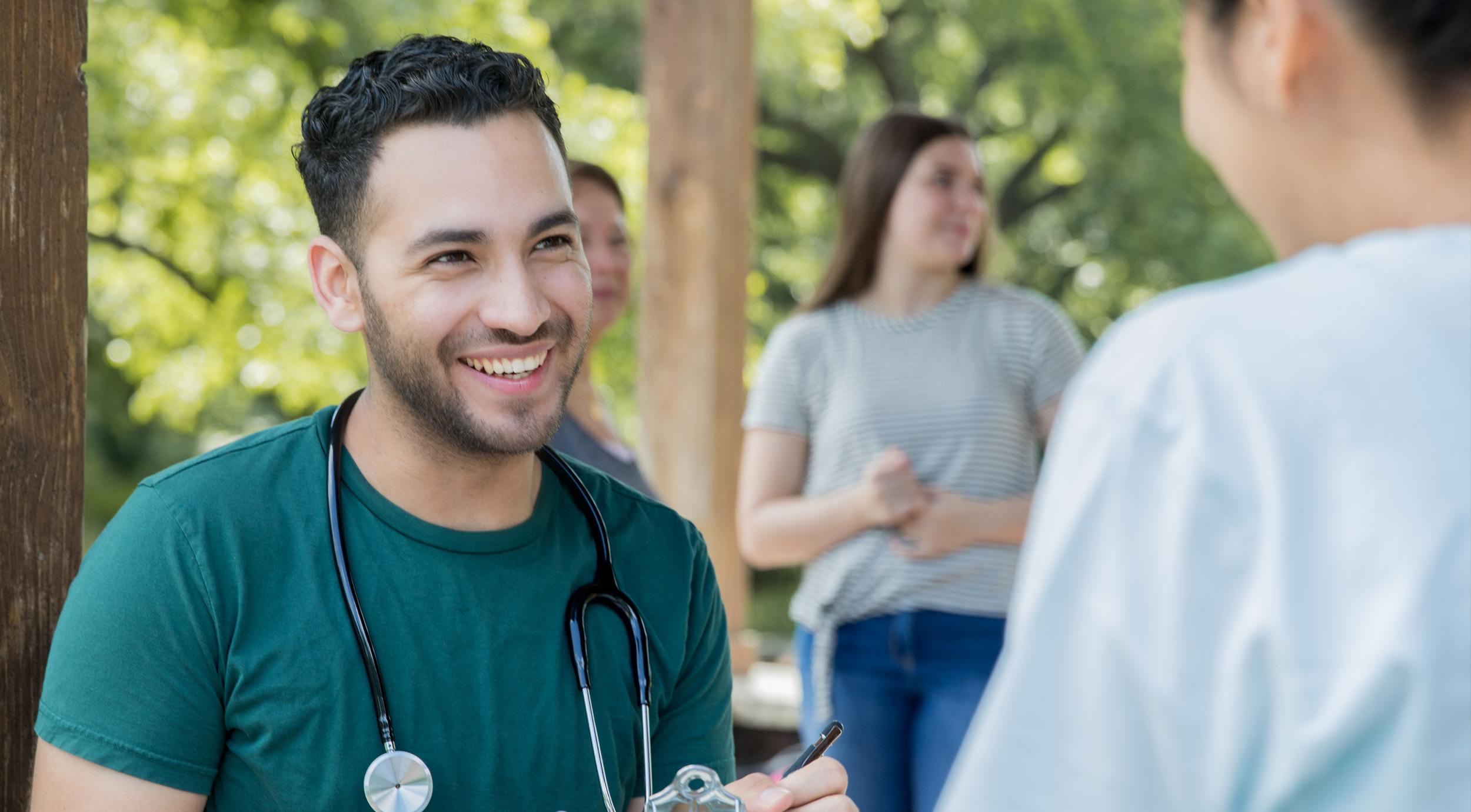 Doctor talking to patient.