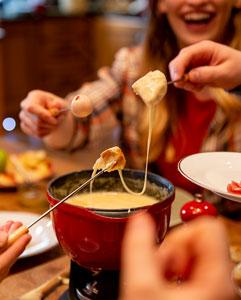 <p>Fondue dinner in a French bistro</p>